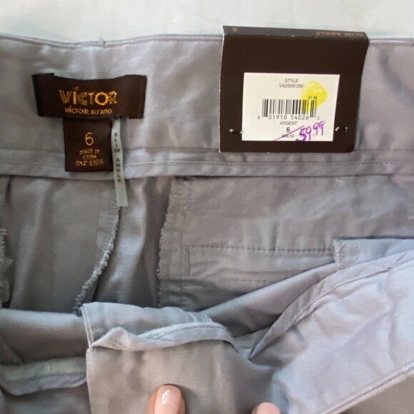 NWT Victor Alfaro Grey Cotton Blend Slim Ankle Pants Lightweight Work Slacks 6 - Picture 6 of 11